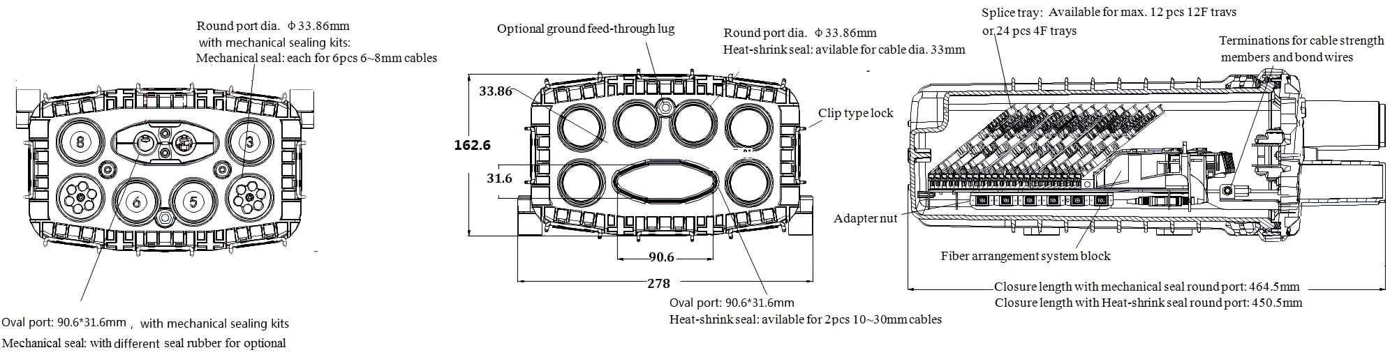 FCST012239 Fiber Optic Splice Closure Structure