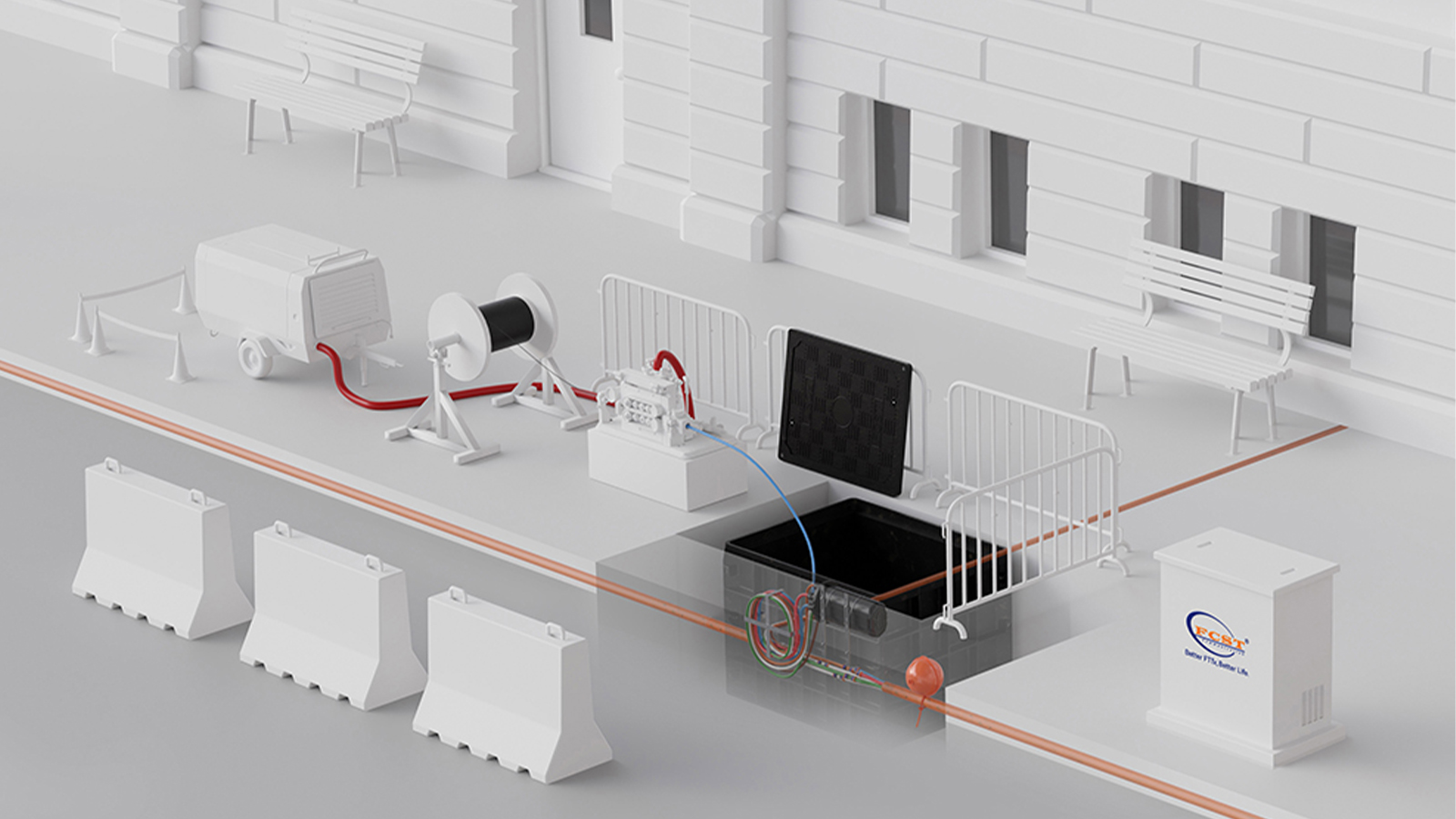 fiber blowing solution for fiber optic cable installation Fiber blowing system for FTTx network FCST