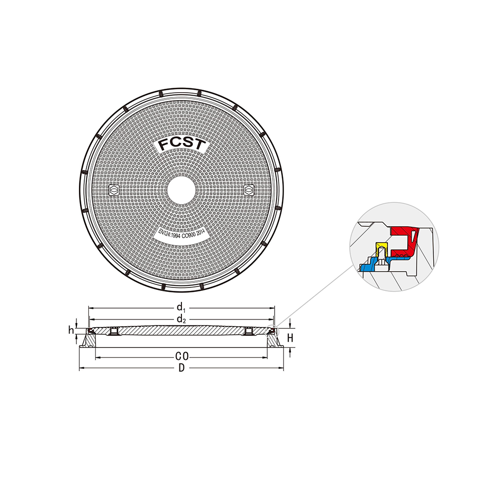 FCST-D400-SMC02 Round Composite Manhole Cover Structure